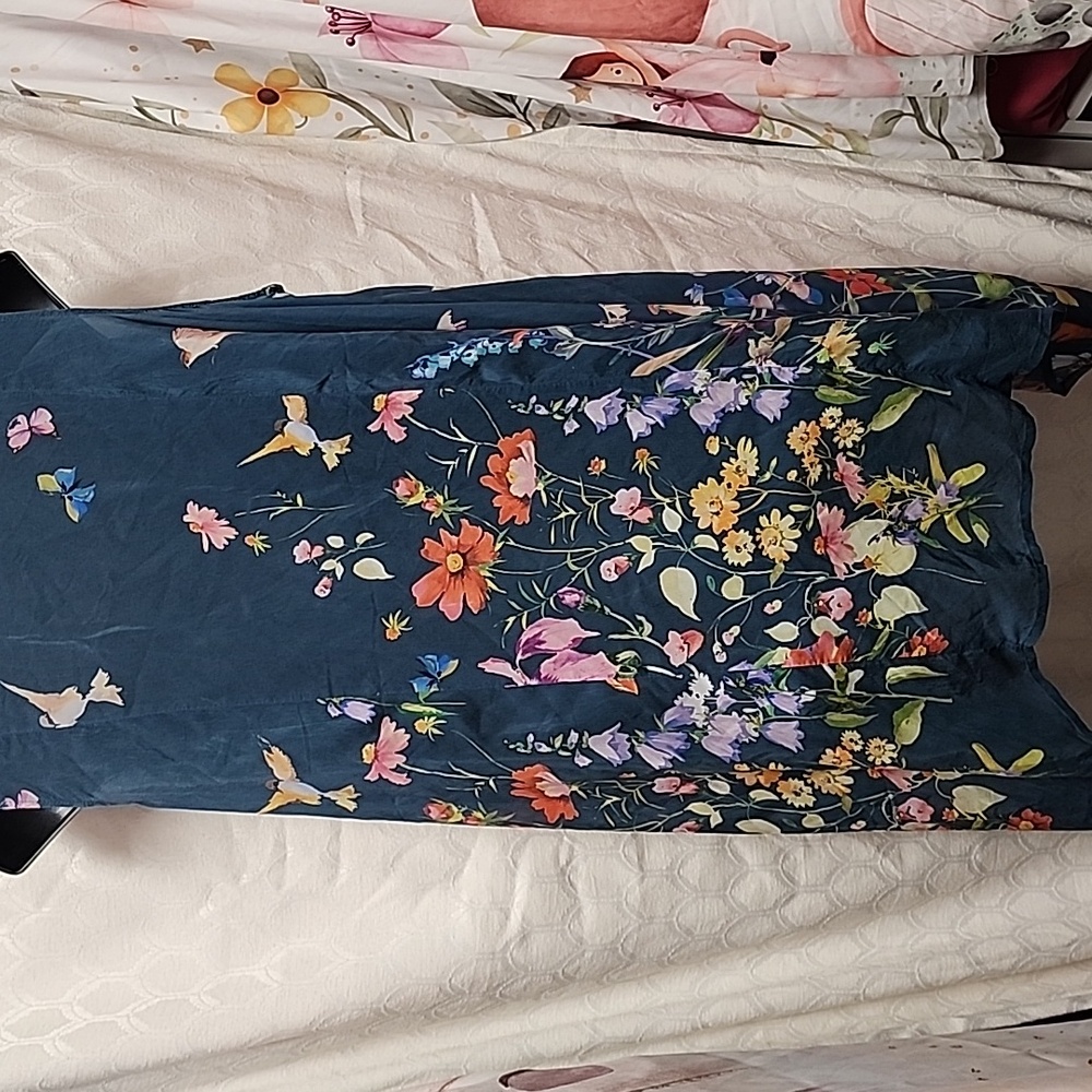 Johnny Was Blue Floral Sleeveless Tunic Dress - Picture 5 of 9